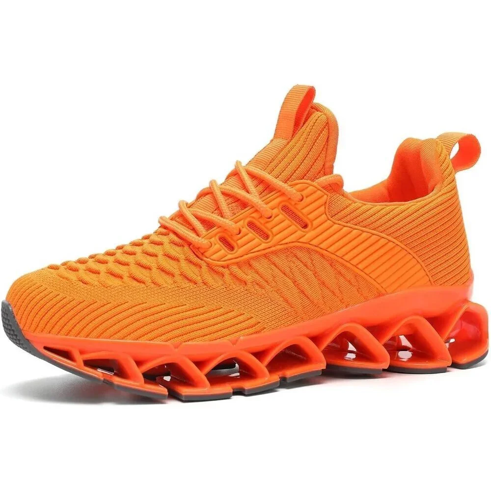Women Orange Slip-On Walking Running Shoes Blade Sneakers Non-Slip Comfort